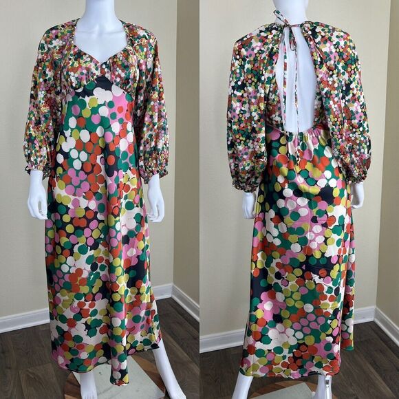 Anthropologie Porridge Women's Size S Polka Dots Maxi Dress Party Boho Vacation - Picture 4 of 17